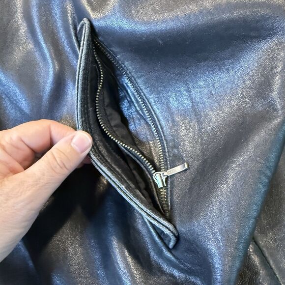 American Classics Men's Size XXL Black Leather Quilt Lined Bomber Jacket Pockets - Picture 14 of 16